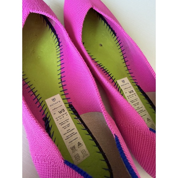 Rothy's The Point Ballet Flats Dragon Fruit Size 8 Pink Colorful Sustainable NEW - Picture 4 of 7